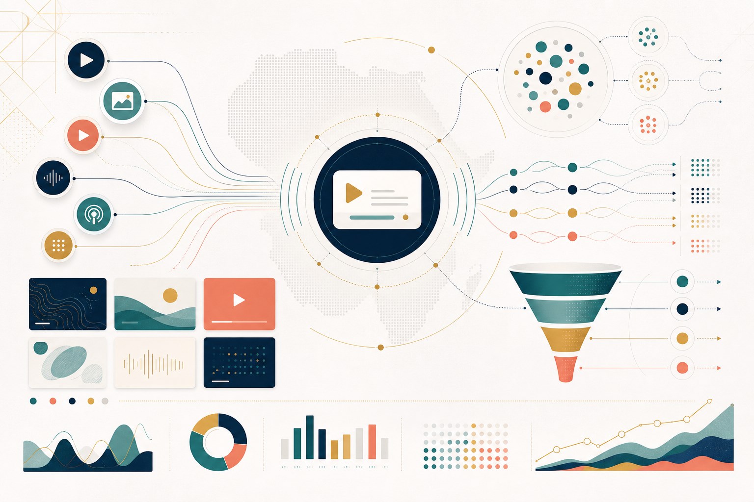 Editorial infographic mapping creator channels, audience networks and influence signals across Africa